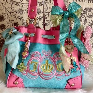 Juicy Couture Pink and Teal Shoulder Bag